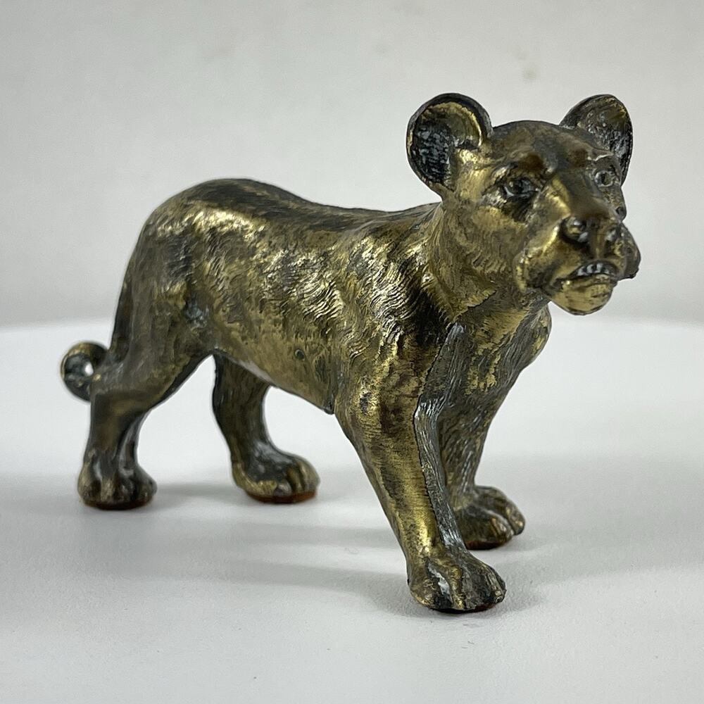 Bronze Young Lion Statue (Small) - Animal Art Sculpture Figurine 3.5 Inches